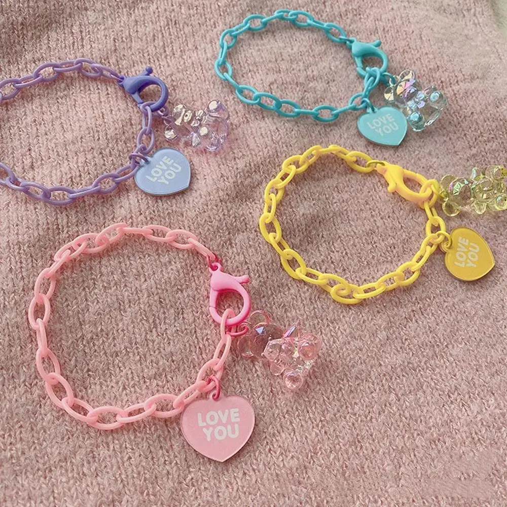 

Cute Women Girls Colorful Heart Creative Pendent Bracelet Bangle Gummy Bear Bears Bracelet