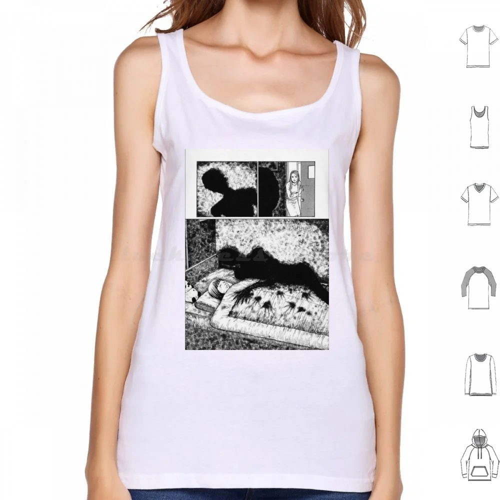 

Dark Horror Tank Tops Vest Sleeveless Human Anime Manga Ghost Black Demon Japanese White Strange Weird Asain Scary Freaky Old