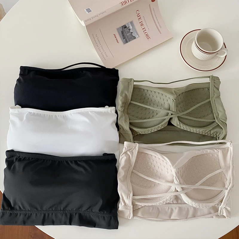 

Fashion Cofortable Women's Tube Top Beauty Back Bra Breathable Backless Bralette Sexy Strapless Underwear Ice Silk Lingerie
