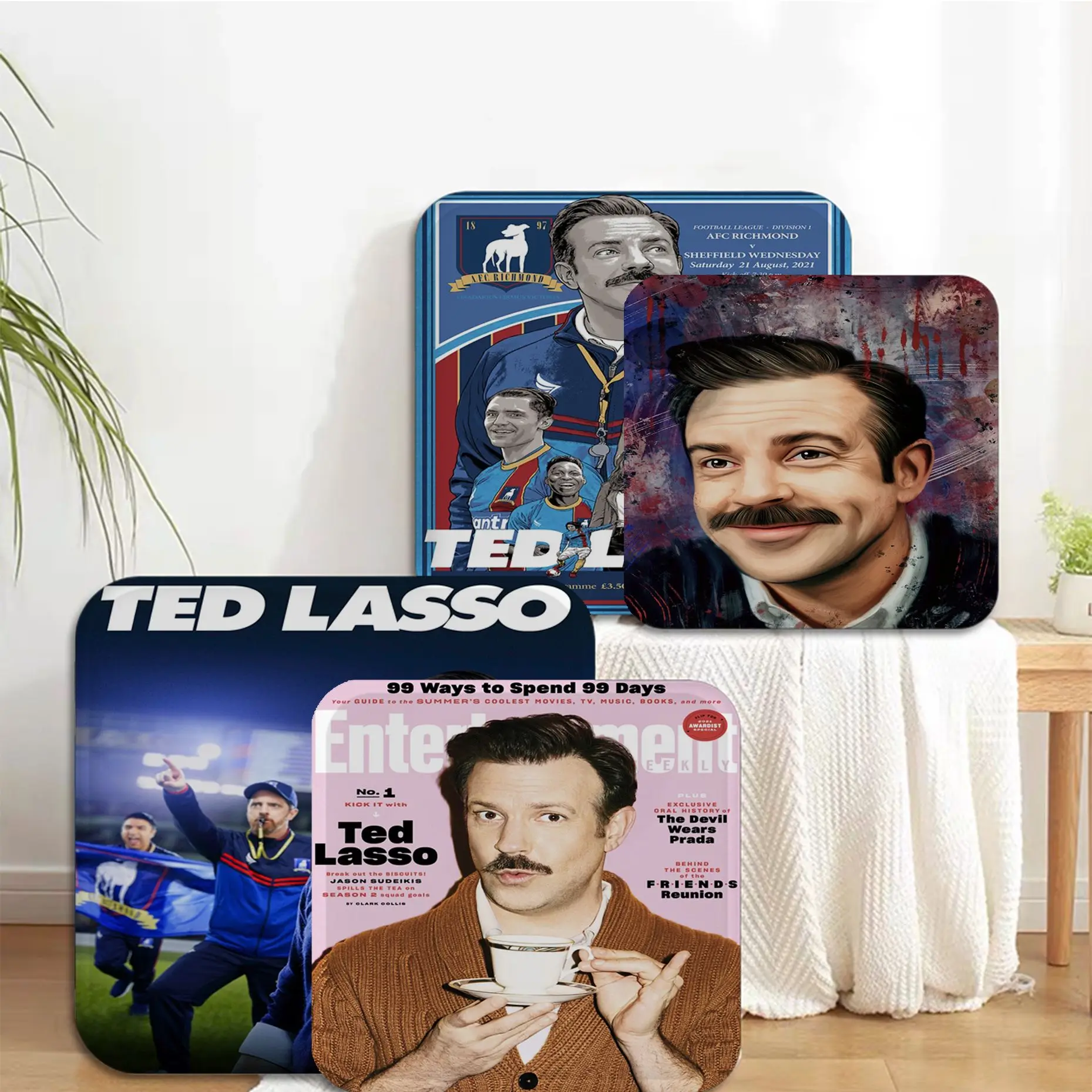 

TV Series Ted Lasso Square Plush Cushion Home Back Cushion Soft Comfortable 50x50cm Chair Mat Pad