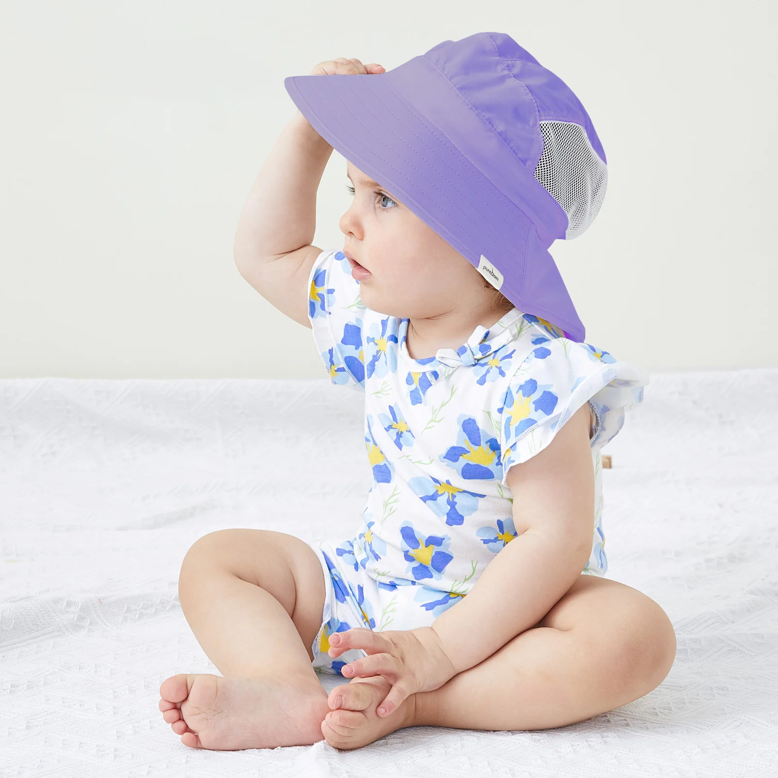 

Pureborn Newborn Baby Girl Hat Cap Adjustable Baby Boy Hat UV Protection Sunhat Breathable Mesh Cotton Outdoor Beach Hat