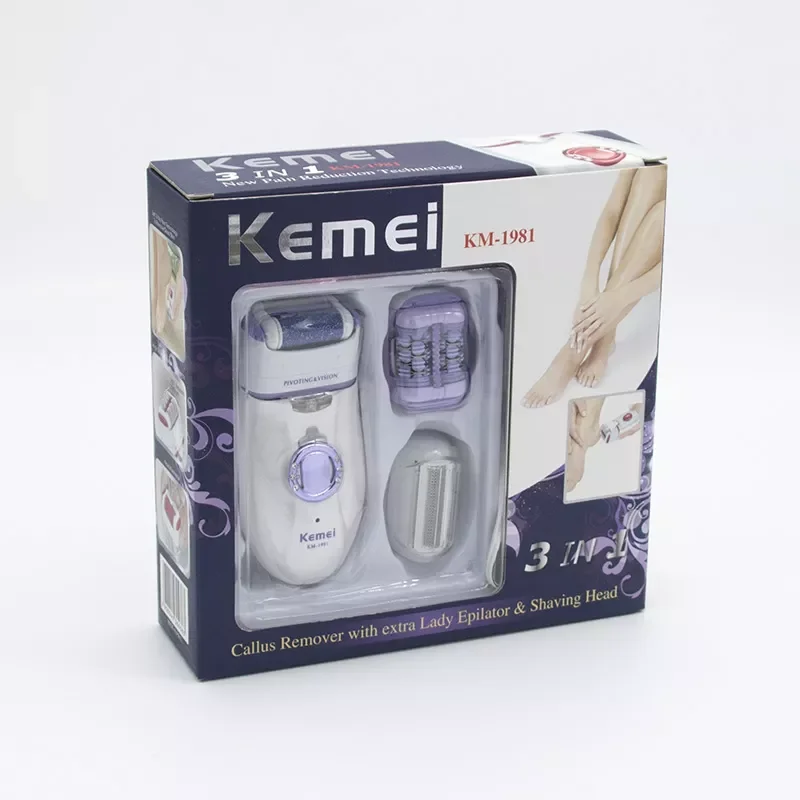 Kemei 3 in 1 Electric Epilator For Women Electronic Foot File Female Depilation Machine Rechargeable Hair Removal enlarge