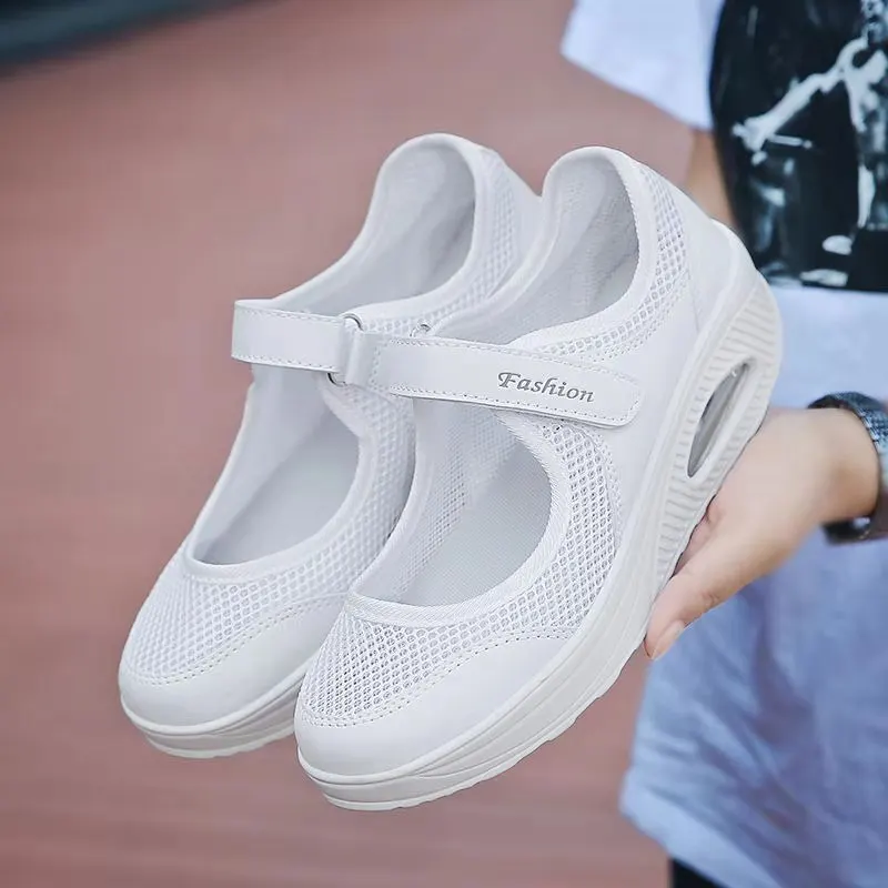

SUOJ Ladies Fashion Platform Shoes Casual Breathable Hollow Ladies Vulcanized Shoes 2022 Spring Mesh Lightweight Ladies Sneakers