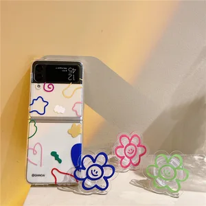 phone case cover for samsung galaxy z flip 3 floding tpu transparent hard phone shell for samsung galaxy z flip 3 sun flower free global shipping