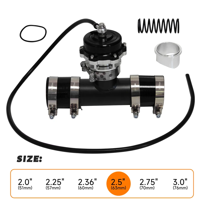 

50mm 35psi Turbo Blow Off Valve & BOV Adapter & Clamp & 2.5" OD Flange Pipe