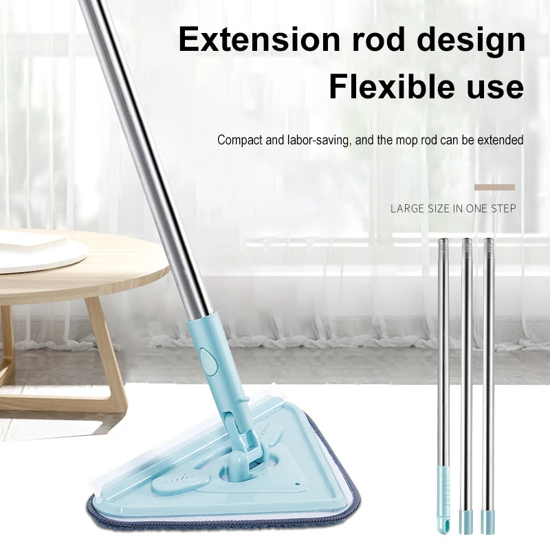 

Easy Mop Retractable Cleaning Glass Cleane Ultrafine Fiber Easy Installation Storage Cleaning Dust Mop Rotating Triangle Mop