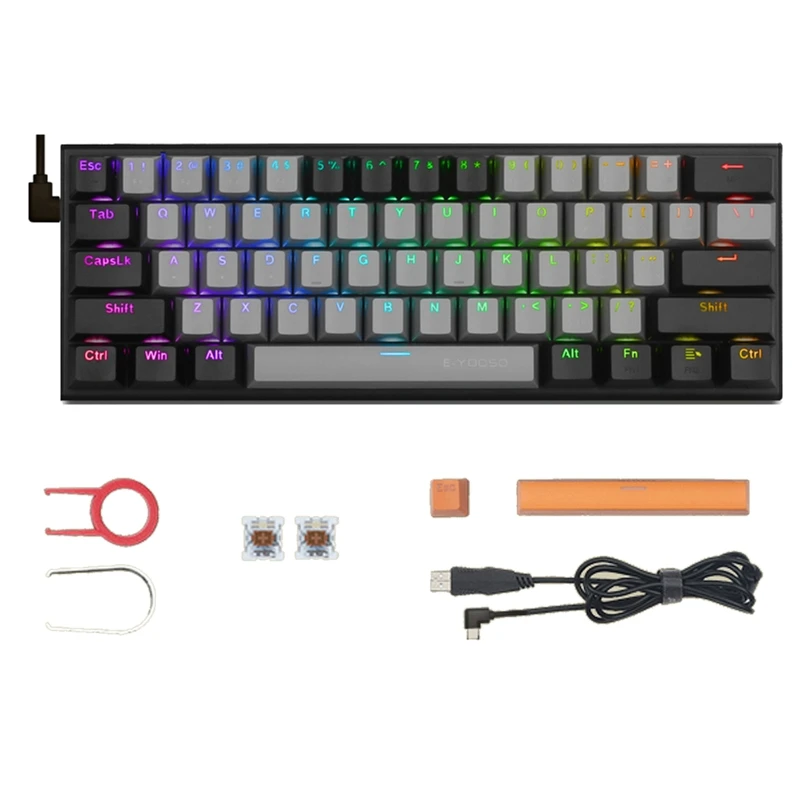 

Gaming Mechanical Keyboard Type-C 61-Key 21 Modes Backlit Two-Color Injection