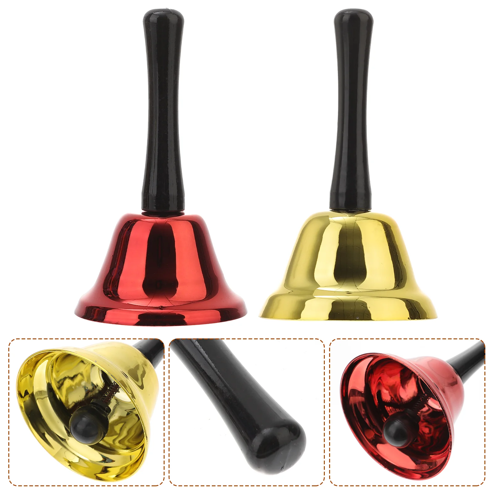 

2pcs Christmas Hand Bell Santa Bell Metal Metal Teacher Bell Loud Call Bell Wedding Bell Alarm Musical Toys for Xmas Party