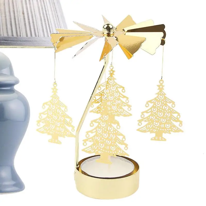 

Christmas Rotary Candle Holder Christmas Hot Rotating Candle Stand Merry Christmas Decoration For Romantic Wedding Home Table