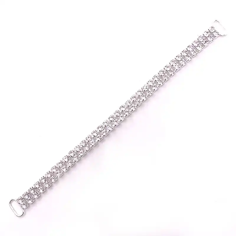

155mm DIY Bra Accessories Rhinestone Buckle Connector Bikini Chain Solid Brass Belt Decoration Crystal Sewing Supplies 10pcs