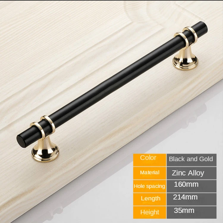 

Современные Черные и золотые дверные ручки из цинкового сплава, ручки для кухонного шкафа, твердые ручки для ящиков, модная искусственная мебель