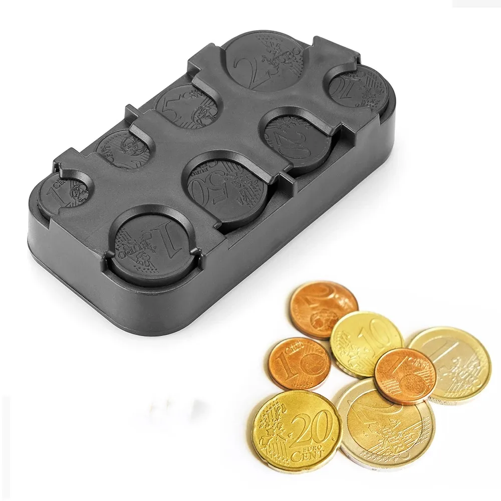 

Car Coin Holder Storage Box Container Dispenser Organizer (For Euro Coins) Case Loose Change Money Storage Car Interior Supplies
