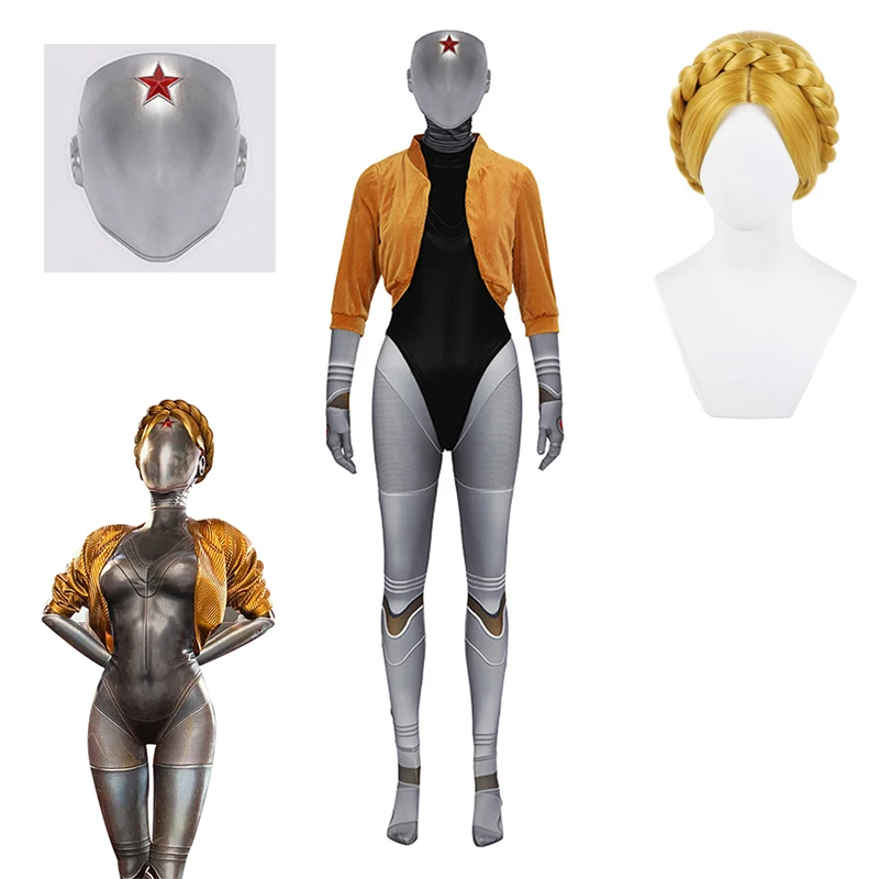 

Atomic Heart Cosplay Bodysuit Costume Game Robot Twins Left And Right Jumpsuit Tight Coat Uniform Helmet Wig Anime Women Easter