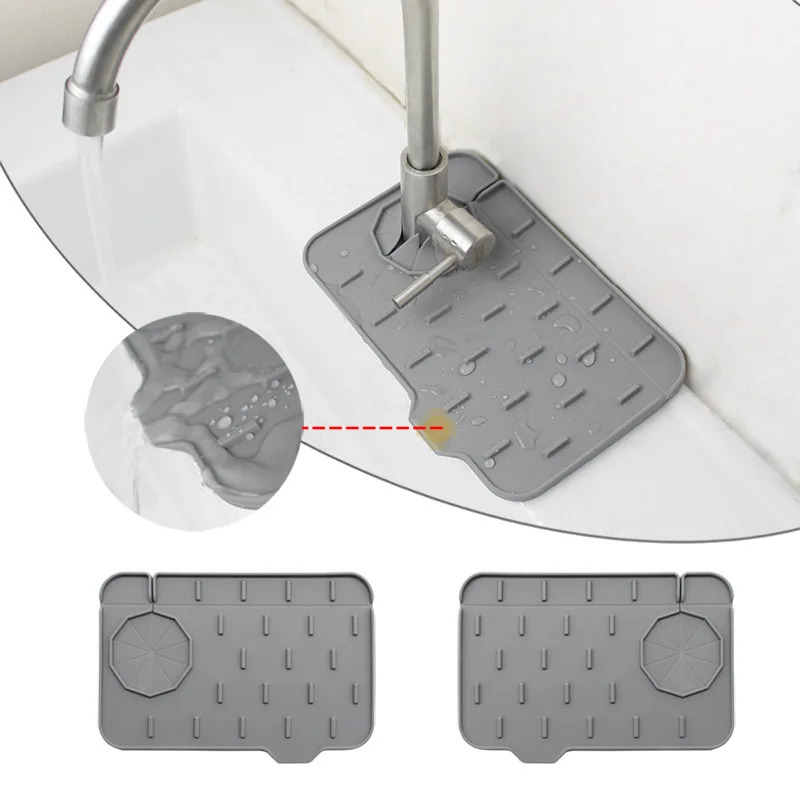 

Multi-purpose Silicone Kitchen Faucet Mat Kitchen Sink Sponge Drain Tray Mats Soap Dispenser Holder Shelf Sink Accessories
