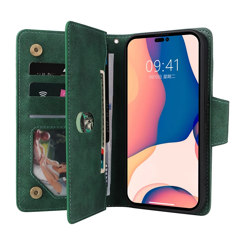 

Чехол-книжка из искусственной кожи на молнии для iPhone 14 13 12 11 Pro Max 13 Mini 10 X XR XS Max 7 8 Plus SE 2020