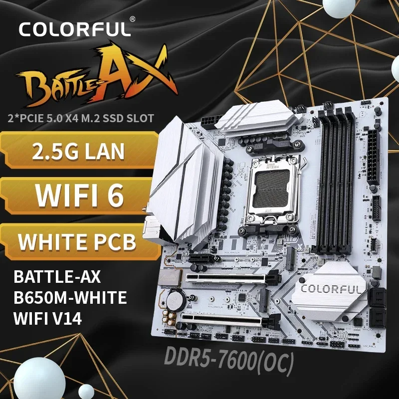AMD B650 MATX WIFI белая печатная плата красочная материнская BATTLE-AX B650M-WHITE V14