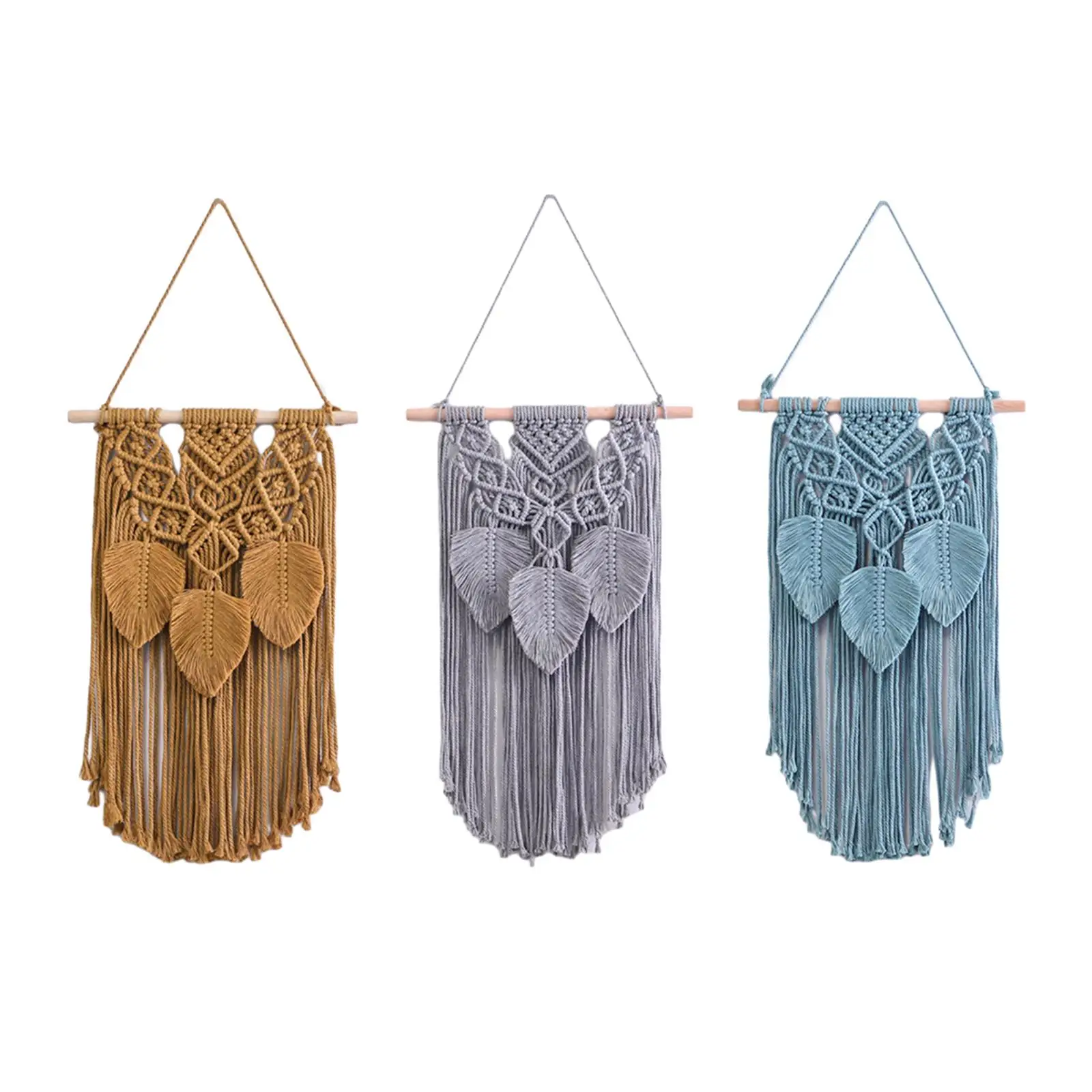 

Leaves Tassels Macrame Wall Hanging Tapestry Wall Art Decoration Wall Ornament for Dorm Backdrop Living Room Apartment Bedroom