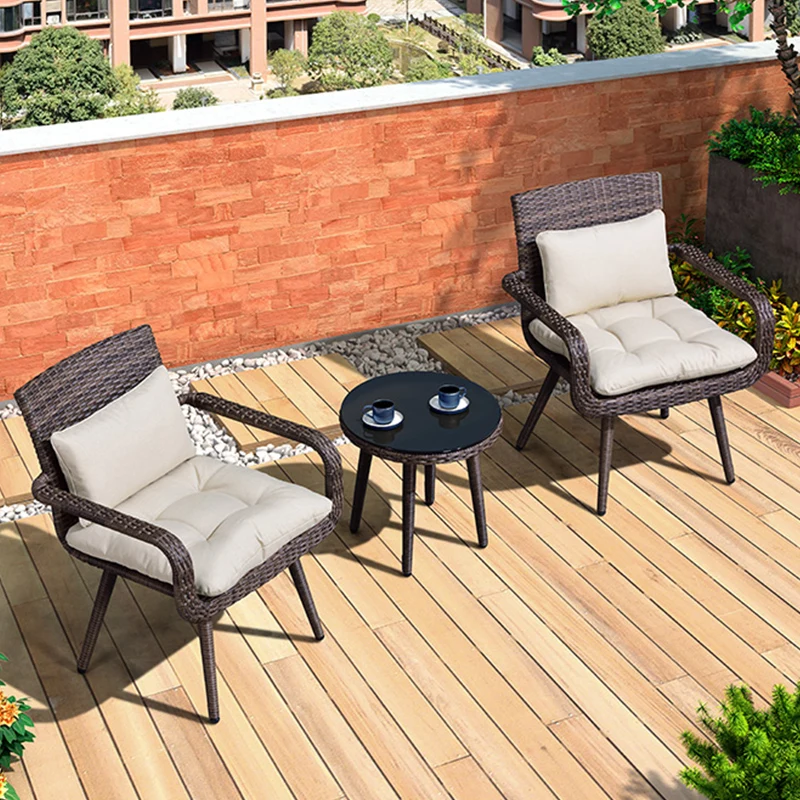 

Balcony leisure table, chair, rattan chair, coffee table, sofa chair, single person, modern simple table and two chairs