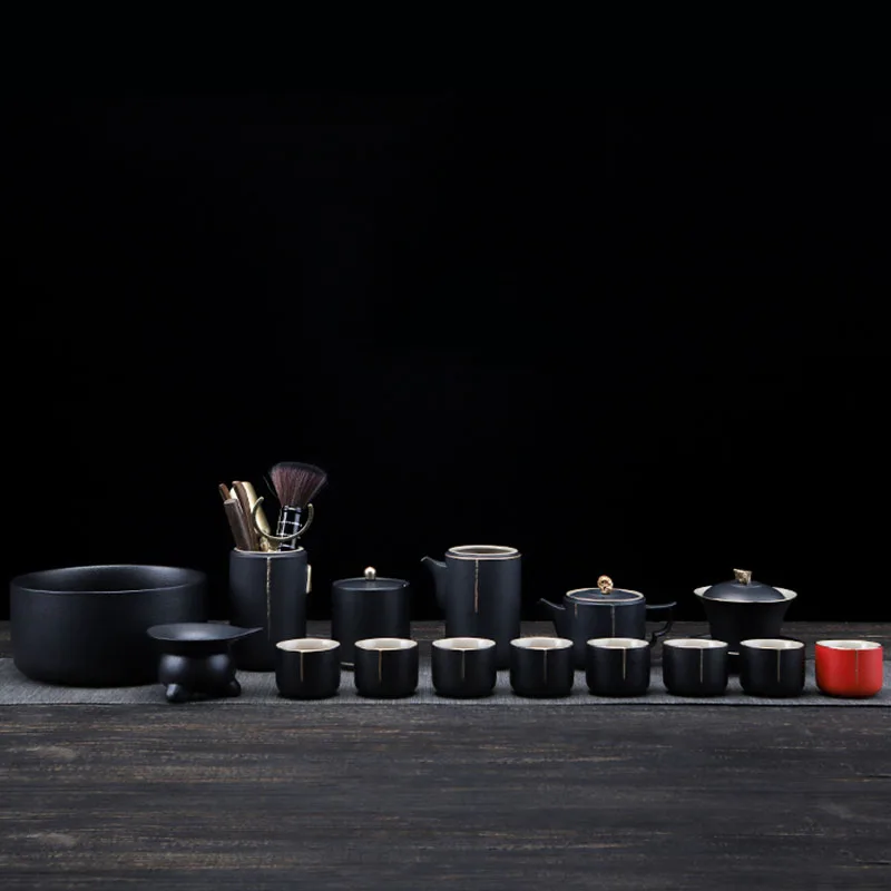 Черный современный чайный сервиз Kungfu инфузер традиционная китайская кружка