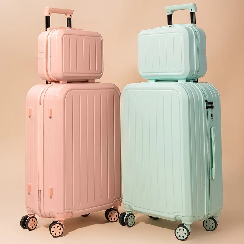 2 pcs Travel Suitcase Wheel Carry on Trolley Luggage Set Password  ABS+PC luggage fashion woman rolling suitcase Cosmetic bag