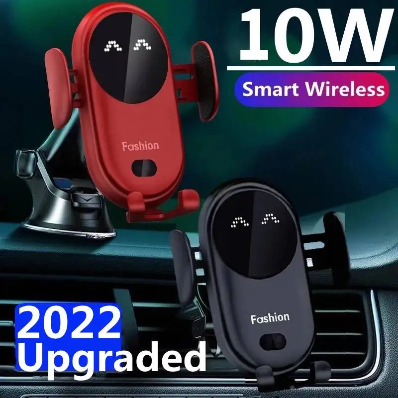 

10 Вт автомобильное беспроводное зарядное устройство для iPhone 13 12 11 XR X 8 Samsung S20 S10 Xiaomi Qi Быстрая зарядка с инфракрасным датчиком держатель для т...