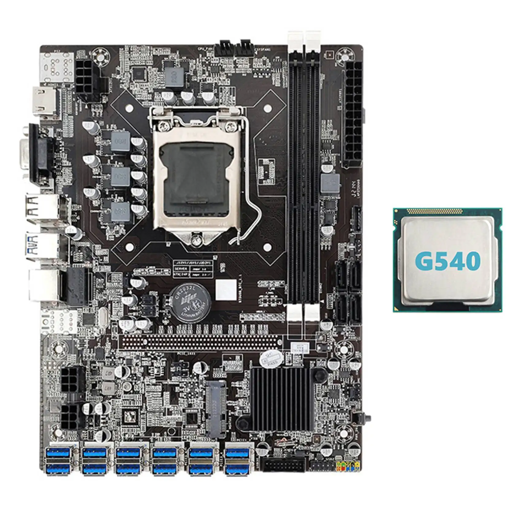 

B75 ETH Mining Motherboard 12 PCIE to USB with G540 CPU LGA1155 MSATA Support 2XDDR3 B75 USB BTC Miner Motherboard