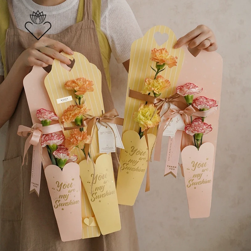 

5pcs/pack Kraft paper Teacher's Day flower box Gift Box Packaging Box Mother's Day single flower portable Bunch Decorate