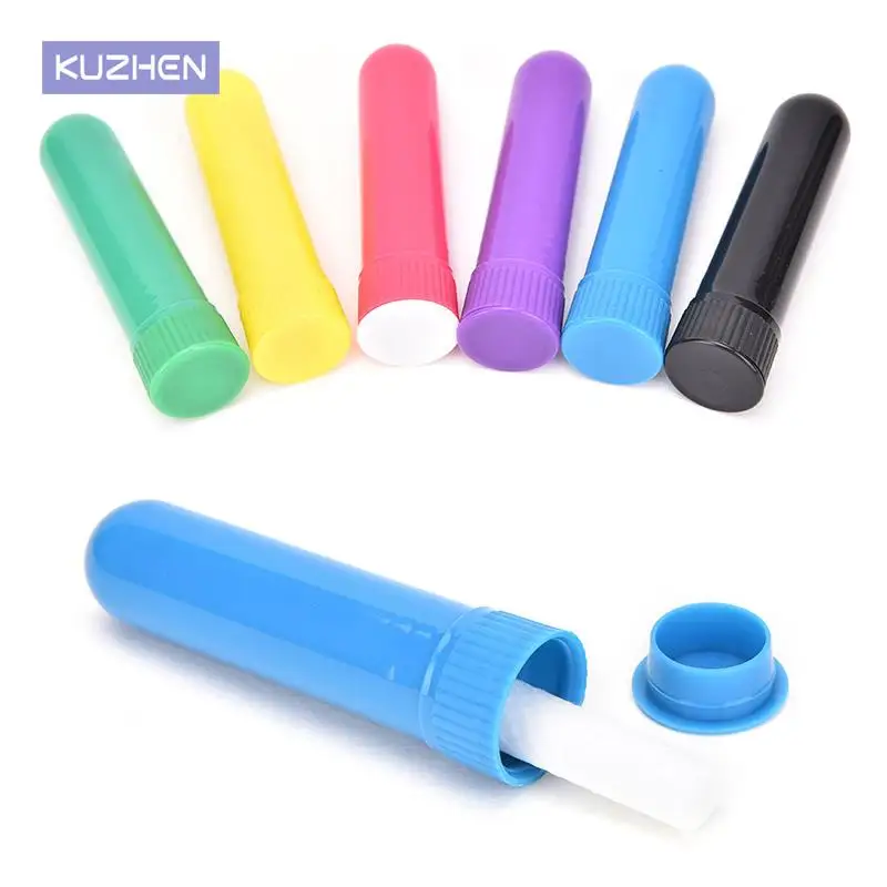 

12Pcs/set Colored Plastic Blank Nasal Aromatherapy Inhalers Tubes Sticks With Wicks For Essential Oil Nose Nasal Container