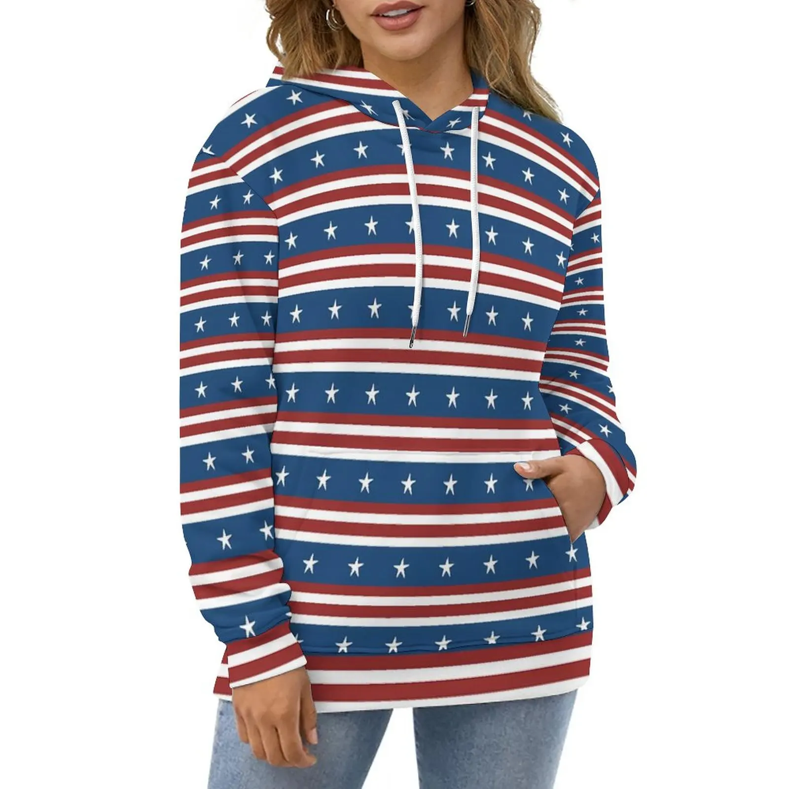 

American Flag Print Casual Hoodies National Day Y2k Design Loose Hoodie Autumn Long Sleeve Streetwear Oversized Tops