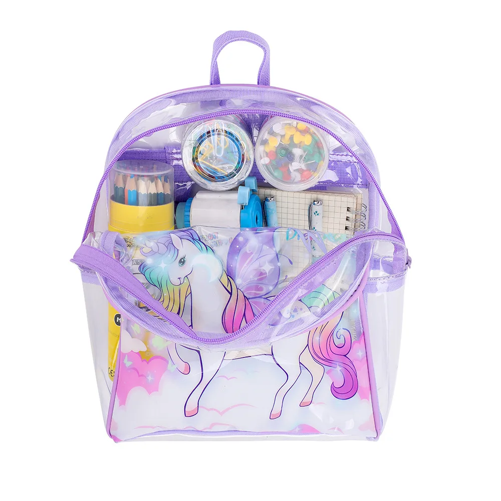 Girl Boy New Unicorn PVC Transparent Backpack Children Cartoon Cute Backpacks In Kindergarten Princess School Bags Mochila Hot