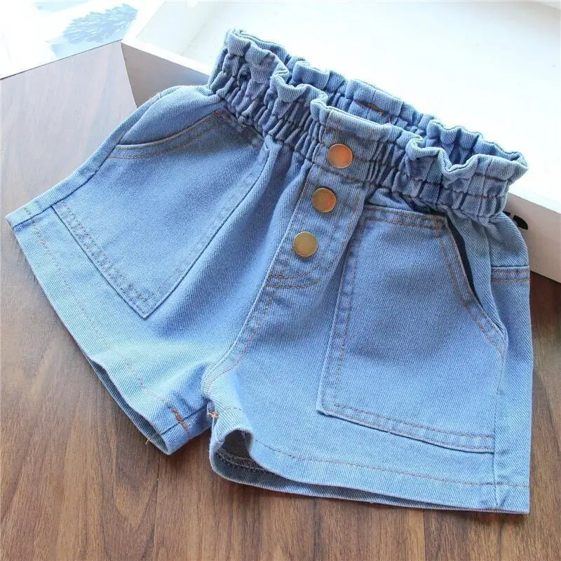 

Fashion Wide Leg Summer Shorts Jeans For Girls Lace Patchwork Knickers Versitile Baby Hot Pants Sports Casual Denim Short Shorts