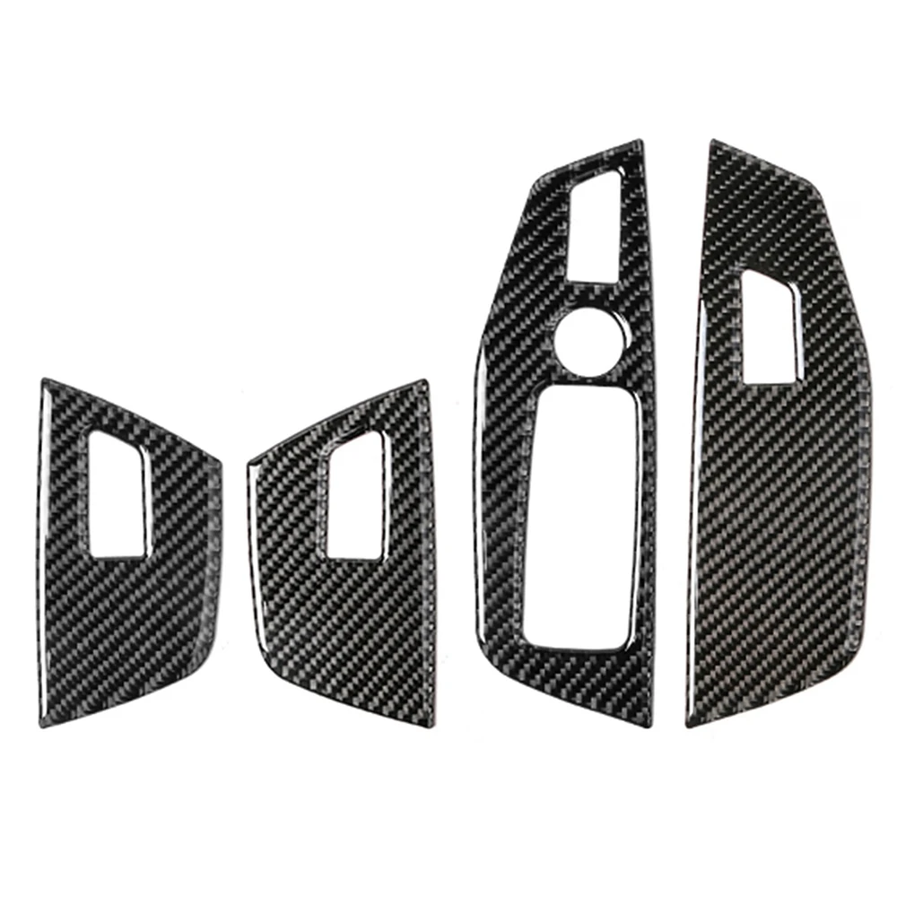 

4Pcs Carbon Fiber Door Window Control Panel Door Window Switch Frame Decoration Cover for BMW X3 G01 G08 2018-2021 RHD