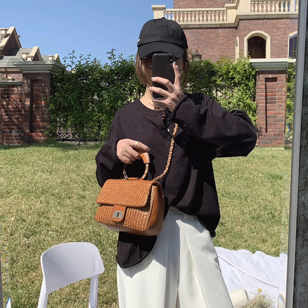 

Bohemian Straw Bags Handbags Fashion Rattan Women Beach Shoulder Crossbody Ladies Fashion Shoulder Messenger Bag Pouch