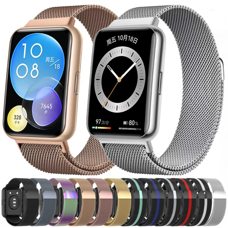 

Magnetic Loop Band For Huawei Watch Fit 2 Strap Metal Milanese Stainless Steel Bracelet For Huawei Watch Fit 2 Belt Accessories