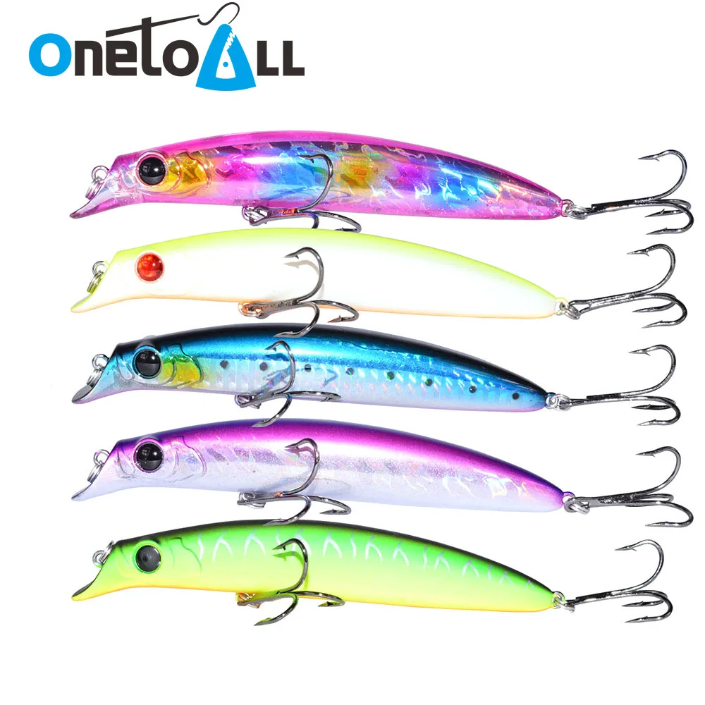 

OnetoAll 118mm 18g Popper Topwater Fishing Lure Floating Hard Lure Artificial Plastic Bait Colorful Shiner Minnow Wobblers Hook