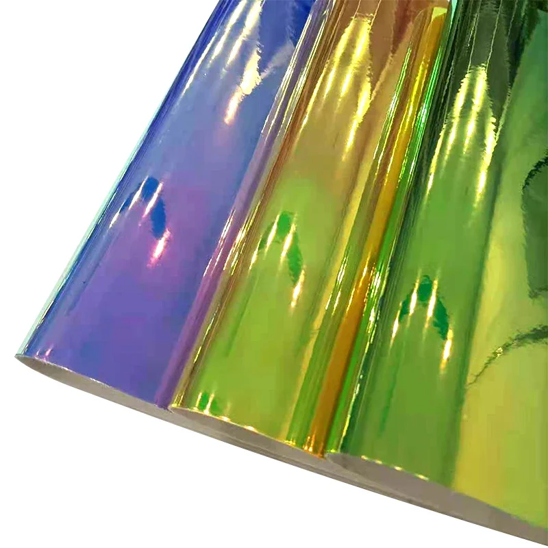 

Holographic Color Smooth PU Faux Leather Shiny Synthetic Leather Fabric Roll For DIY Artistic Bow Wallet Backpack Accessories