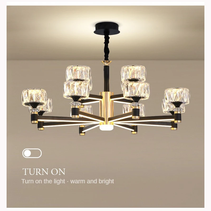 

LED Crystal Chandelier Remote Control Three-color Dimming Chandelier Indoor Lighting Light Luxury Modern LED Lights