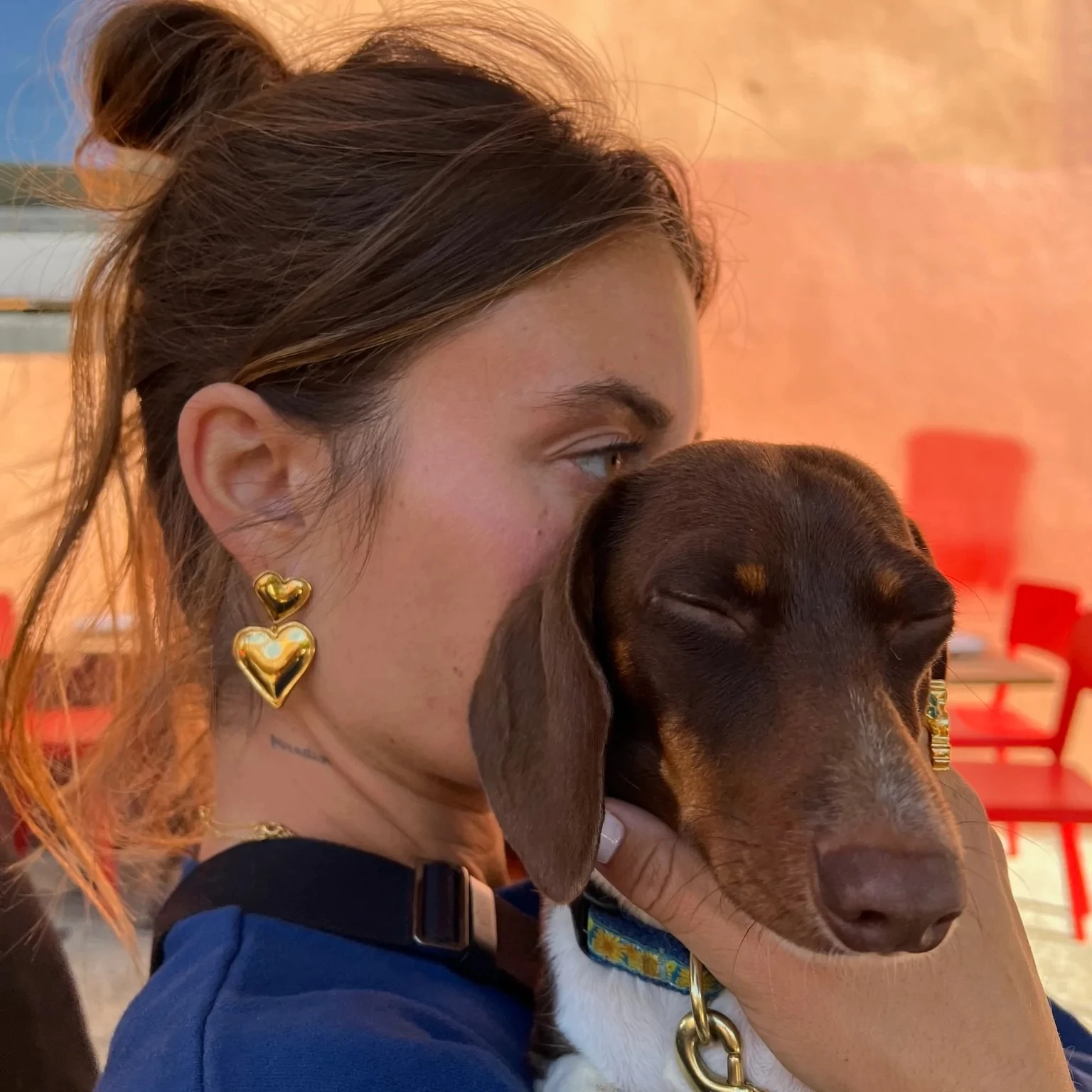 Роскошные модные двойные серьги Uworld в форме сердца позолоченные из нержавеющей