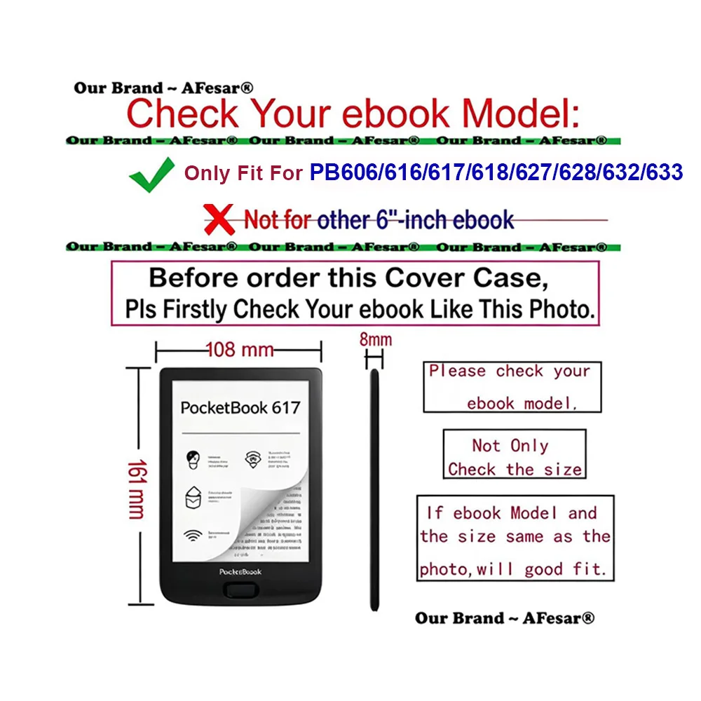 Фото Чехол для 6-дюймовых планшетов Pocketbook Touch Lux 4/5/HD 3, Pocketbook Basic Lux 2/Color (модели: PB616/627/628/632/633), тонкие защитные чехлы ﻿ №2