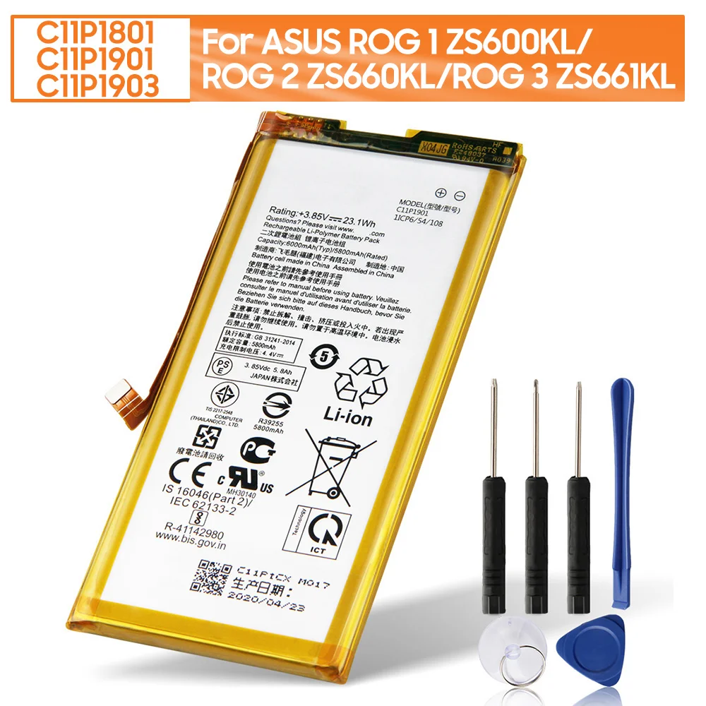

Replacement Battery C11P1801 For ASUS ROG Phone ZS600KL C11P1901 For ASUS ROG Phone 2 ZS660KL C11P1903 For ASUS ROG Phone 3
