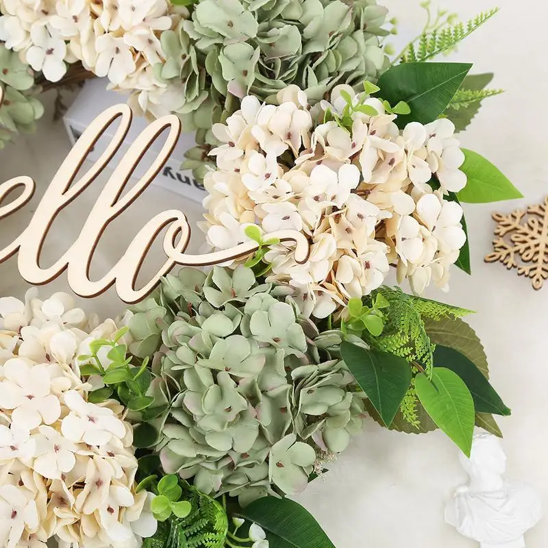 Зеленый венок гортензии 20 дюймов на переднюю дверь весенний ручной работы с