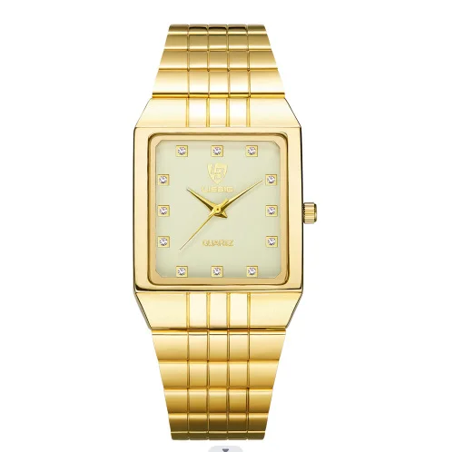 LIEBIG 2pcs Couple Lovers Luxury Business Watches Golden Stainless Steel Strap Quartz Waterproof Clock Wristwatch For Mens Women