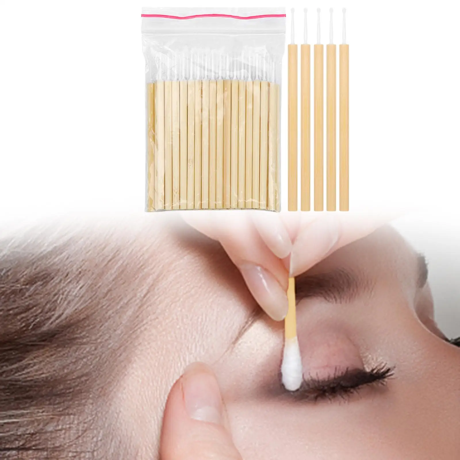 

50 Pieces Micro Applicator Brush Bamboo Lashes Wands Compact