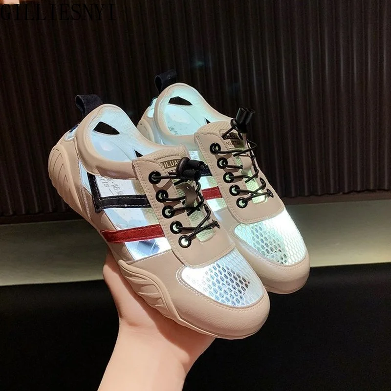 

Женские туфли 2022, летняя повседневная спортивная обувь, холщовые дышащие женские кроссовки с вырезами на платформе