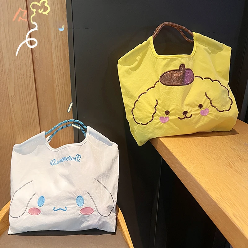 

Kawaii аниме Sanrio Cinnamoroll My Melody Kuromi вышитая сумка мультяшная милая сумка для покупок Большая вместительная сумка через плечо