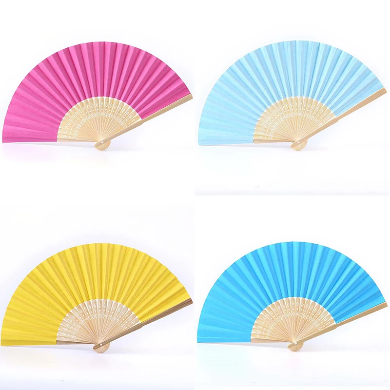 

Foldable Fan Hand Held Wedding Summer Chinese Bamboo and Wooden Solid color