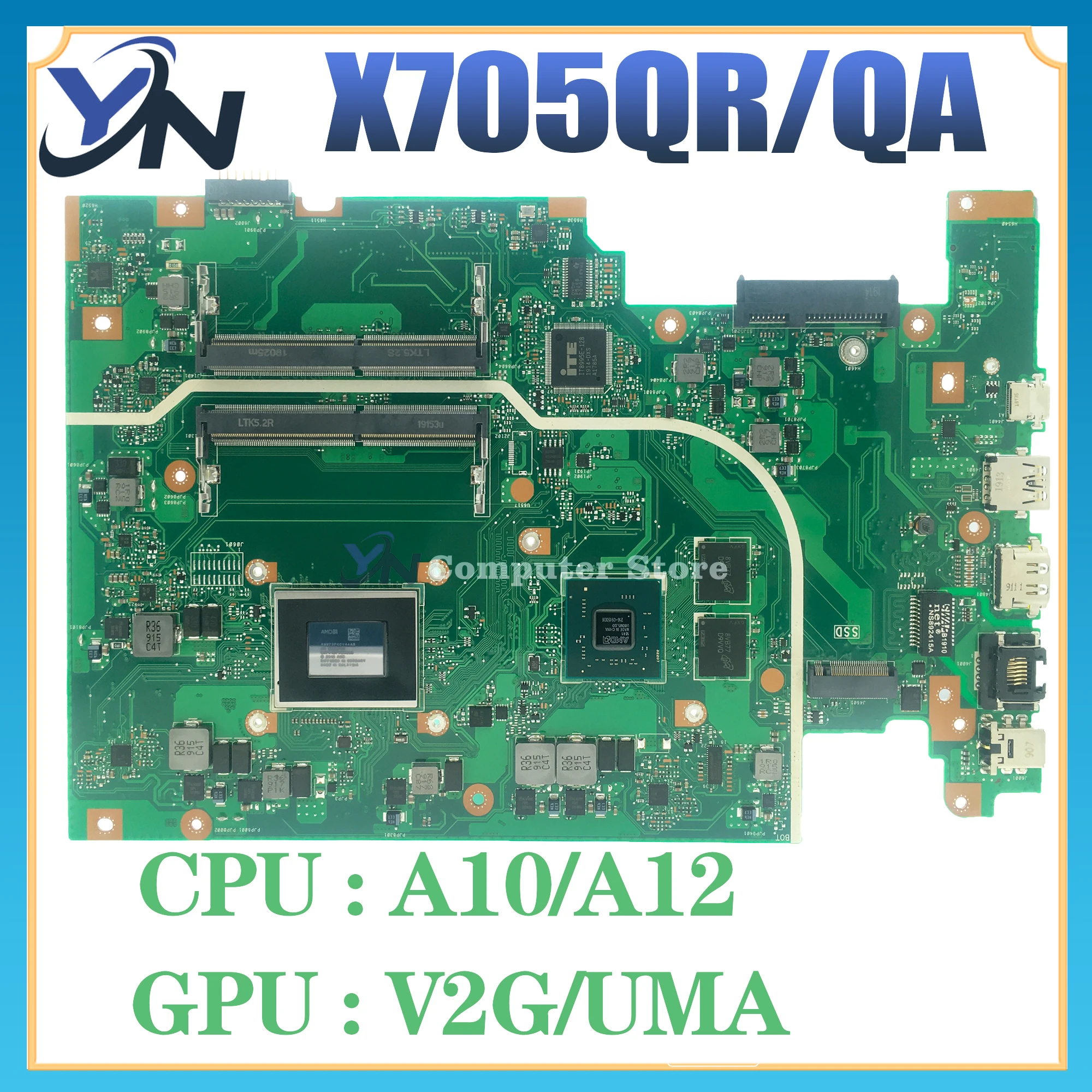 

X705QR Mainboard For Asus Vivobook 17 X705Q X705QA Laptop Motherboard With A10-9620P A12-9720P UMA or V2G 100% TEST OK