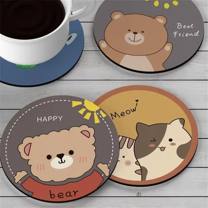 

Silicone Cute Cartoon Coaster Heat Insulation Mat Dining Table Placemat Kitchen Accessories Mat Cup Bar Mug Anti-Slip Drink Pads