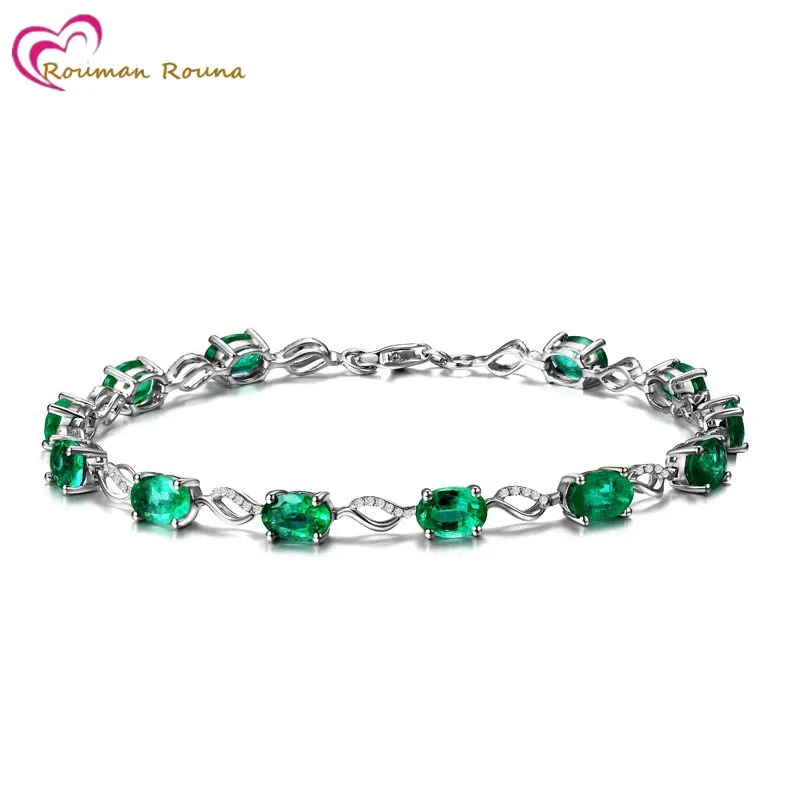 

WEGARASTI Silver 925 Jewelry Emerald Gemstone Bracelets For Women Luxury Women Emerald 925 Sterling Silver Jewellery Weddings