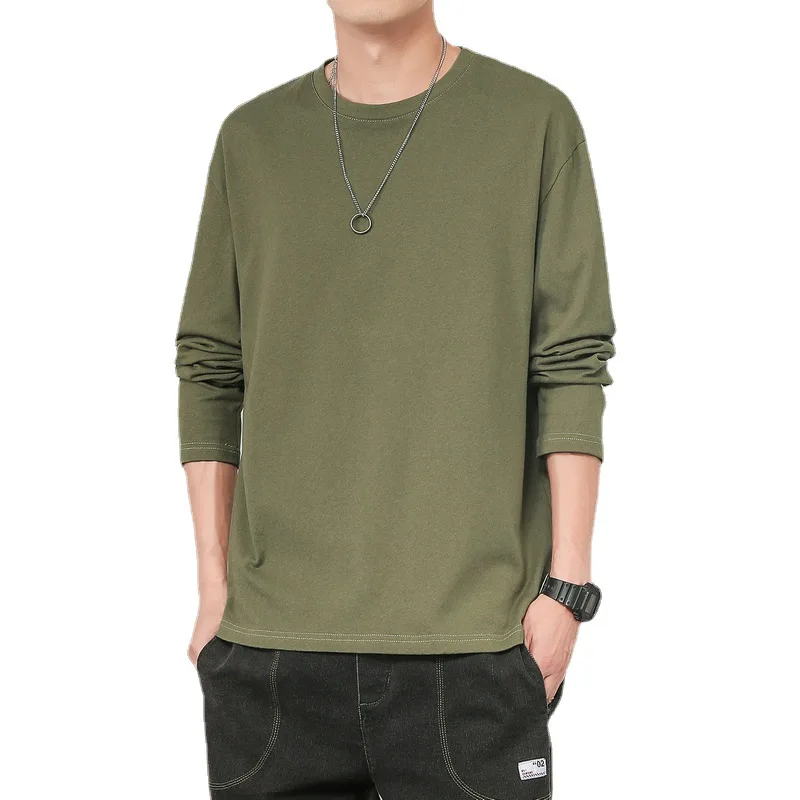

Cotton men long-sleeved t shirt men loose bottoming shirt clothes 9591